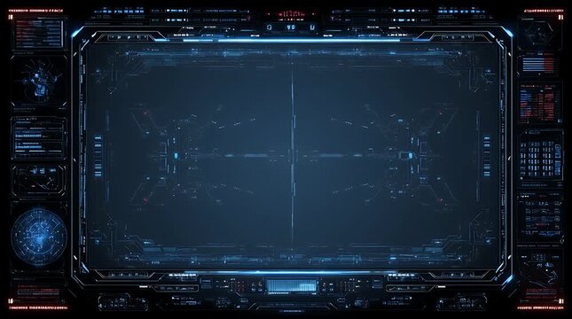 Futuristic technology interface HUD digital screen cyber sci fi neon seamless loop background with glowing data panel and futuristic interface hud neon blue technology screen seamless loop sci fi