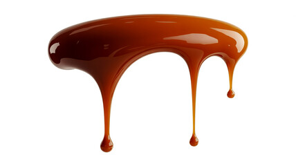 Drizzling Caramel Sauce on White Background liquid