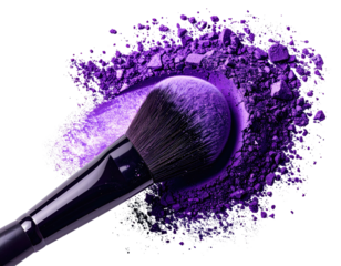 Purple eyeshadow smudged with makeup brush