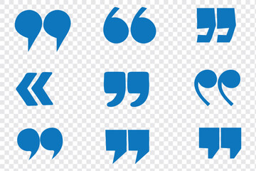 Quote right icon set. Double quotation symbol. Discussion dialog remark open and close quote sign. Filled and outlined style