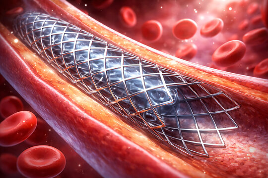 Macro of stent in blood vessel