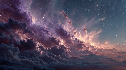 Colorful space nebula with glowing starfield pictures