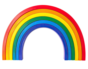 A vibrant, colorful arch depicting the iconic seven-band spectrum