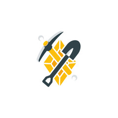 Pickaxe and Hammer Illustration Design Elements.