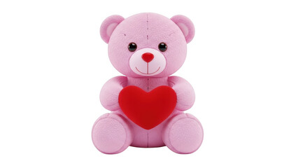 Obraz premium Pink teddy bear holding heart isolated on transparent background