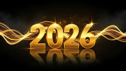 Golden 2026: a luminous celebration of the new year with sparkling elegance and dynamic light waves