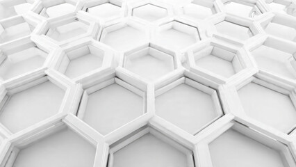 Abstract White Hexagon Grid Background