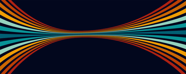 Abstract background of rainbow groovy Wavy Line design in 1970s Hippie Retro style. Vector pattern ready to use for cloth, textile, wrap and other. vector