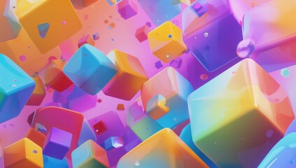 Vibrant abstract 3d cubes floating in colorful composition representing creativity modern design and playful digital background