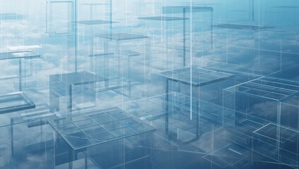 Fototapeta premium High tech architectural space with glass walls and reflective surfaces symbolizing future design and digital innovation
