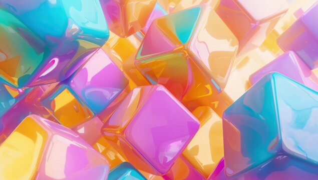 Colorful geometric cube shapes arranged dynamically creating energetic abstract background for modern creative visuals - Powered by Adobe