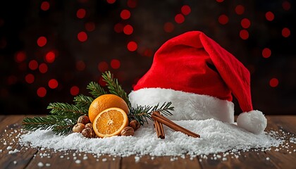 Santa hat with holiday decorations