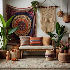Vibrant bohemian living room