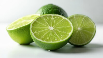 Close-up of Fresh Lime Slices, Vibrant Green Hues