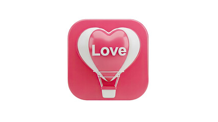Love hot air balloon icon on transparent background