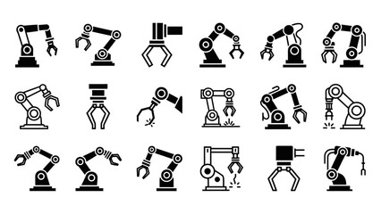 Obraz premium Robotic Arms and Mechanical Icons Collection.