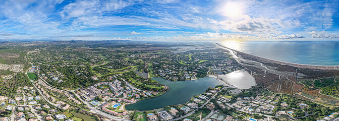 Exclusive Luxury Real Estate at San Lorenzo Golf Course: 4K Aerial View of Palatial Mansions, Private Infinity Pools, and Championship Fairways in Quinta do Lago, Algarve, Portugal
