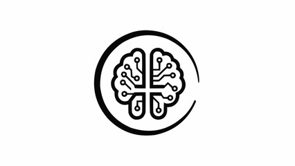 Artificial Intelligence Brain Circuitry in a Circular Frame.