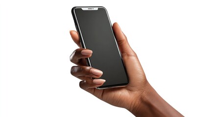 Hand Holding Smartphone with Blank Screen Mockup for Mobile App and Digital Marketing