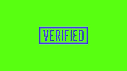 verified Stamp Animation on green backgroud. verified rubber stamp mark with blue ink on green Background. 4k video.