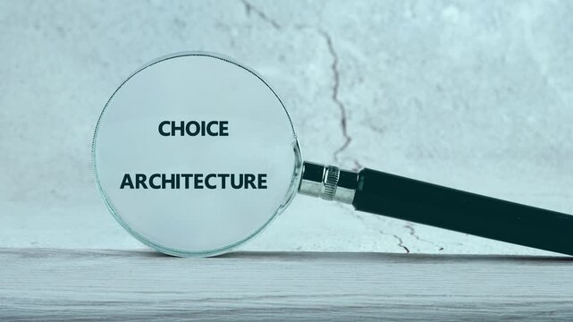 CHOICE ARCHITECTURE words. Learn how choice architecture influences decision-making in business and finance with captivating animated text visuals that simplify complex ideas.