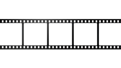 Obraz premium Film strip PNG isolated on transparent background, retro movie roll with empty frames for photography and cinema design