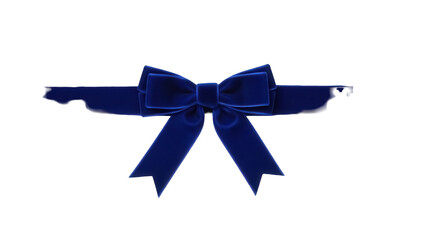 Elegant royal blue velvet bow isolated PNG, luxurious ribbon decoration for gift wrapping and...