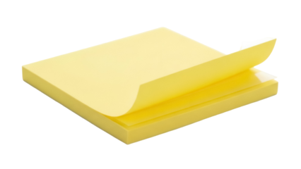 Stack of yellow sticky notes isolated PNG on transparent background, adhesive memo pad for reminders and organization