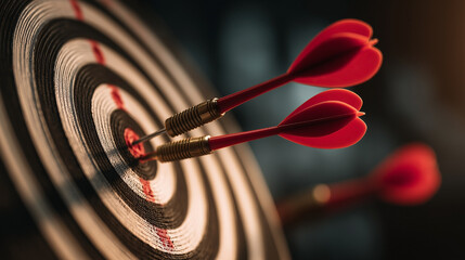 Three red arrows are shot at a target