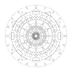 Fototapeta premium Abstract round mandala lace pattern with floral ornamental design in black and white, Vector, Illustration