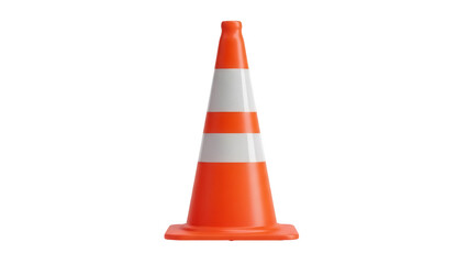 Orange traffic cone PNG isolated on transparent background, safety equipment for road construction and hazard warning