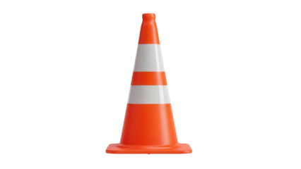 Orange traffic cone PNG isolated on transparent background, safety equipment for road construction and hazard warning