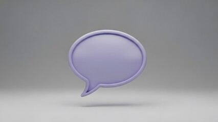 Lavender purple 3d speech bubble icon with rounded edges floating in bright studio space for creative communication and modern application interface