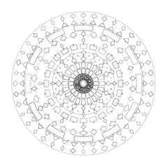 Obraz premium Abstract round mandala lace pattern with floral ornamental design in black and white, Vector, Illustration