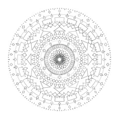 Abstract round mandala lace pattern with floral ornamental design in black and white, Vector, Illustration