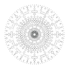 Abstract round mandala lace pattern with floral ornamental design in black and white, Vector, Illustration