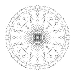 Abstract round mandala lace pattern with floral ornamental design in black and white, Vector, Illustration