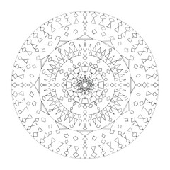 Abstract round mandala lace pattern with floral ornamental design in black and white, Vector, Illustration