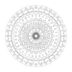 Abstract round mandala lace pattern with floral ornamental design in black and white, Vector, Illustration