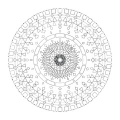 Abstract round mandala lace pattern with floral ornamental design in black and white, Vector, Illustration
