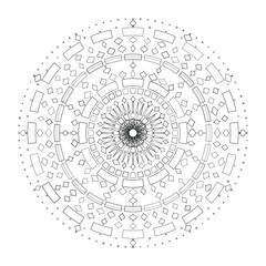 Abstract round mandala lace pattern with floral ornamental design in black and white, Vector, Illustration