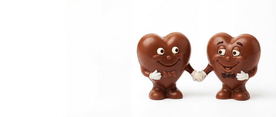 Fototapeta premium Funny chocolate cartoon with heart shape. Concept of love and passion. Valentine's Day