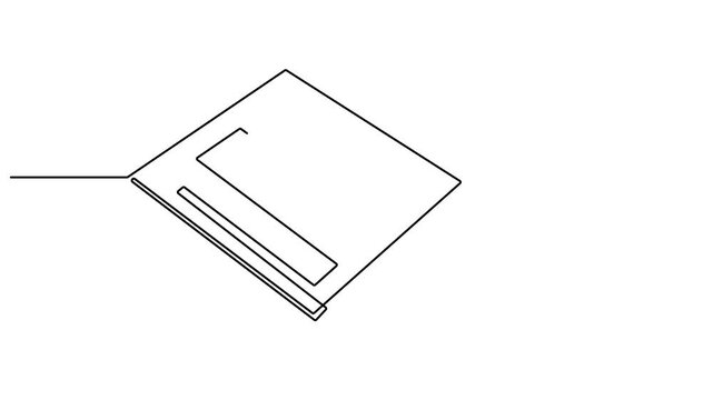 Animated self drawing of continuous line draw stack of news newspapers. Full length one line animation. Newspaper continuous one line drawing animation. 4K video