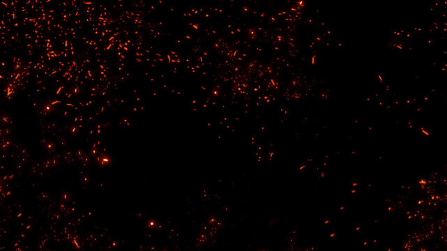 Floating embers sparks background PNG transparent. Opacity or screen mode usage for overlay