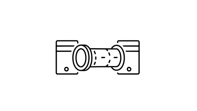 Minimal line-art telescope icon mounted between two stands - vector outline