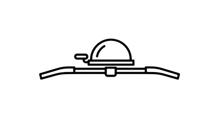 Fototapeta premium Minimalist line art icon of a hard hat resting on a curved bar - outline vector