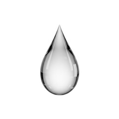 Fototapeta premium A single clear water droplet with reflected light isolated on white background