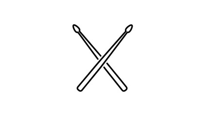 Obraz premium Crossed matchsticks icon – minimalist black outline vector of two matches forming an X