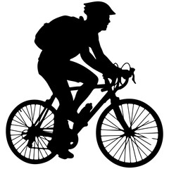 Obraz premium Silhouette of a Cyclist Riding a Bicycle on White Background Keywords: cyclist, bicyclist