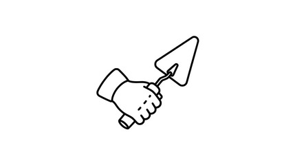 Line art hand gripping a trowel icon &ndash; minimalist gardening tool vector